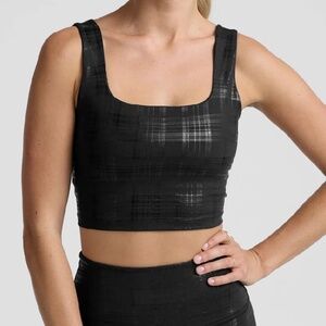Beyond Yoga- Beyond The Studio High Cropped Tank- Plaid Foil Black